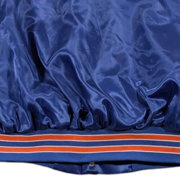 Denver Broncos Vintage Chalk Line Satin Bomber Jacket EUC Size L       WF174 - Picture 7 of 9